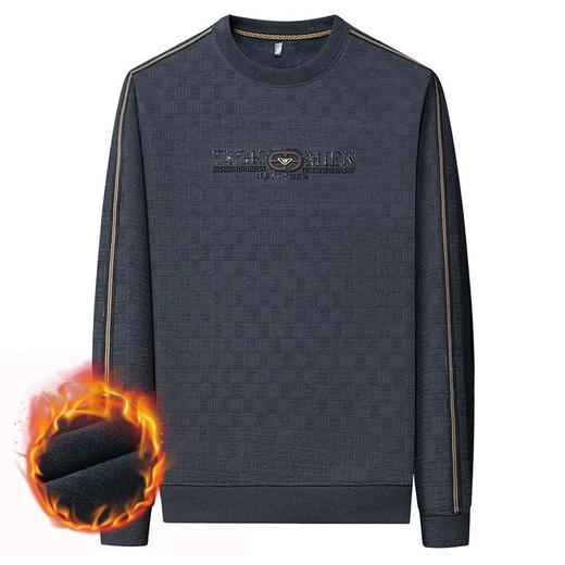 加绒加厚针织衫男式秋冬季新款保暖麻将格打底衫毛衣 商品图4