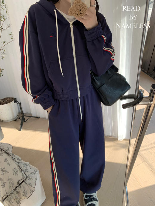 Read Nameless /藏青色樱桃加绒套装 商品图4