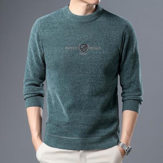 雪貂男士针织衫冬季新款加绒加厚字母印花雪尼尔保暖休闲毛衣代发 商品图2