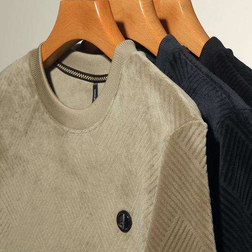 加绒加厚奥粒绒毛衣男士秋冬季新款提花保暖休闲简约百搭针织衫 商品图3