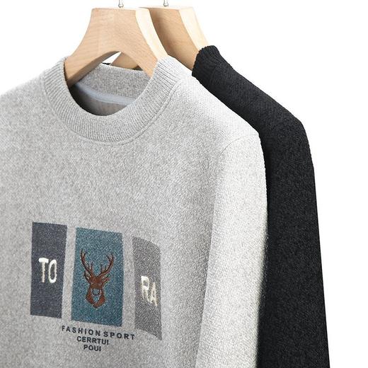 雪貂加绒加厚毛衣男士秋冬季新款潮流百搭休闲保暖打底针织衫上衣 商品图1