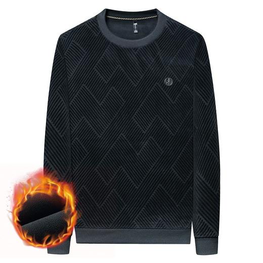 加绒加厚奥粒绒毛衣男士秋冬季新款提花保暖休闲简约百搭针织衫 商品图4