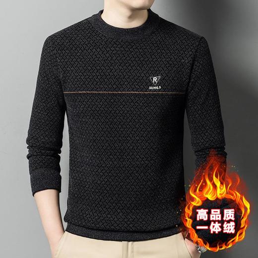 雪貂绒加绒加厚针织衫男士秋冬季新款百搭圆领保暖休闲打底衫毛衣 商品图2