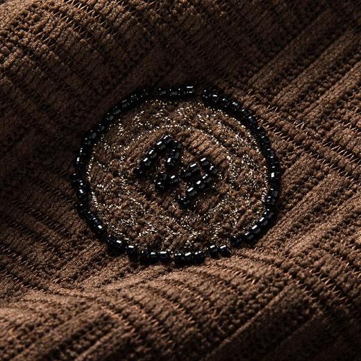 雪尼尔毛衣男士冬季新款加绒加厚提花串珠圆领潮流男式针织打底衫 商品图3