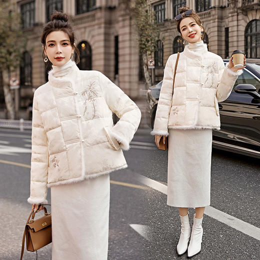 冬季新款，盘扣刺绣羽绒服真毛羽绒服外套HR-YQH9950 商品图2