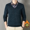 麻将格加绒加厚假两件长袖打底衫男士秋冬季新款毛衣 商品缩略图3