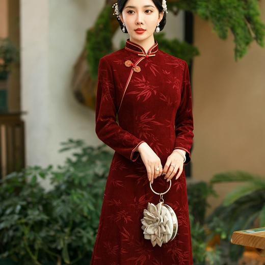 碎花连衣裙长袖女高贵气质秋冬旗袍SYG-700 商品图2