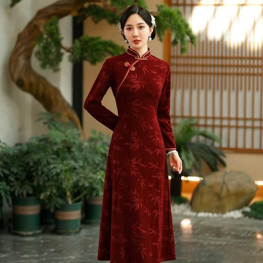 碎花连衣裙长袖女高贵气质秋冬旗袍SYG-700 商品图0