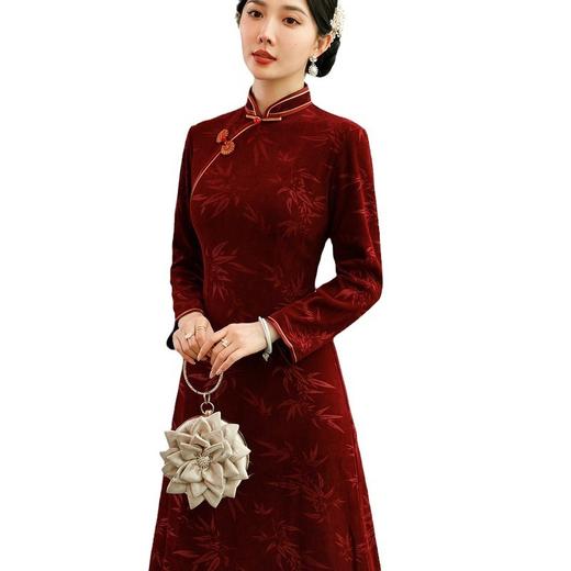 碎花连衣裙长袖女高贵气质秋冬旗袍SYG-700 商品图6