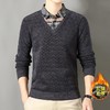 提花加绒加厚假两件长袖打底衫男士秋冬季新款毛衣男 商品缩略图2