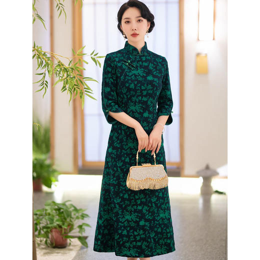 碎花连衣裙长袖女中高贵气质旗袍SYG-713 商品图1