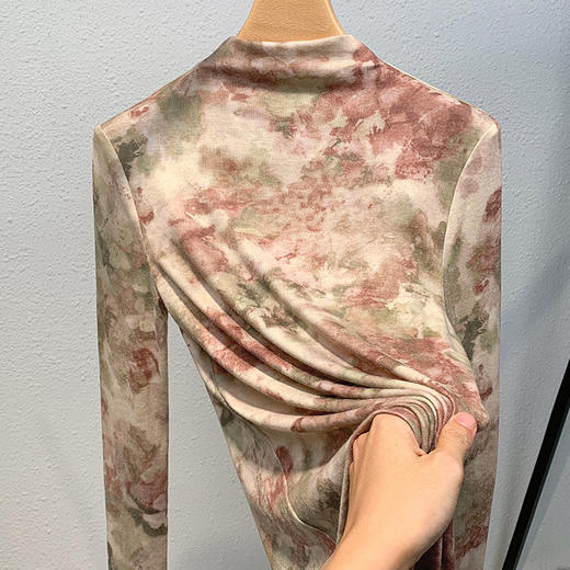 半高领打底衫女，欧货女装洋气印花长袖t恤收腰内搭气质上衣XY-J3D0818 商品图2