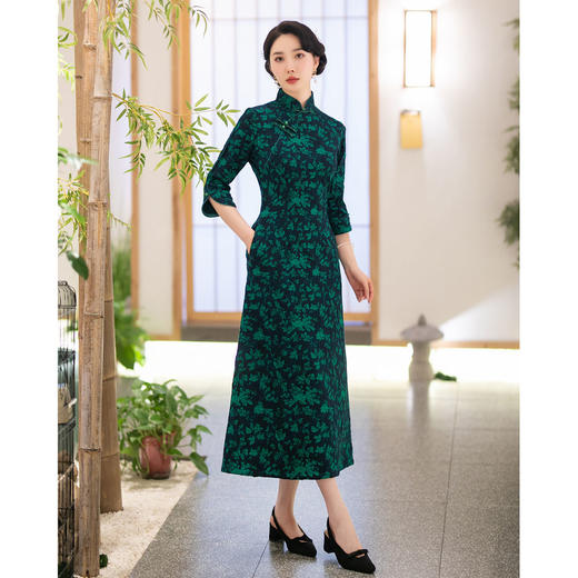 碎花连衣裙长袖女中高贵气质旗袍SYG-713 商品图0