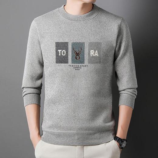 雪貂加绒加厚毛衣男士秋冬季新款潮流百搭休闲保暖打底针织衫上衣 商品图3