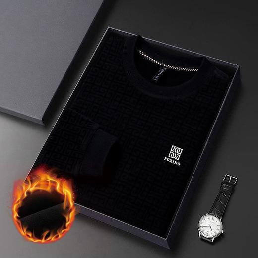 加绒加厚针织衫男士秋冬季新款简约百搭潮流打底衫毛衣男 商品图2