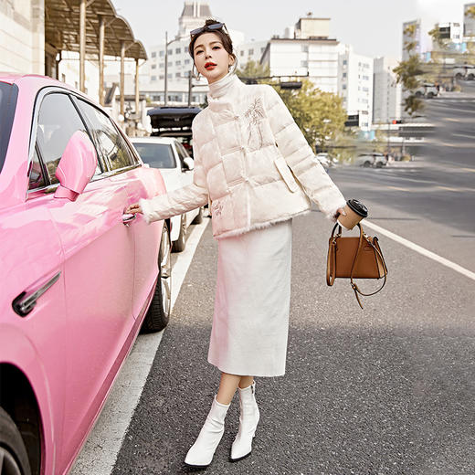 冬季新款，盘扣刺绣羽绒服真毛羽绒服外套HR-YQH9950 商品图4