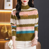 短款毛衣秋冬半高领打底衫，新款拼色时尚洋气内搭条纹上衣CC-101-35353 商品缩略图0