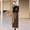 修身显瘦，气质复古格子加厚毛呢两件套连衣裙HR-LNS9662-1 商品缩略图8