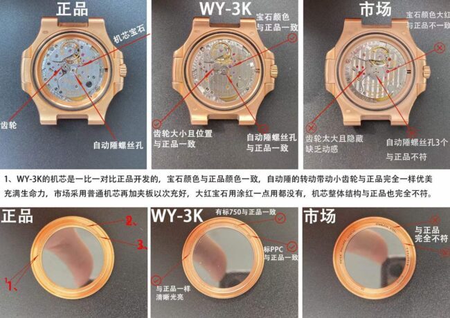 3K顶级百达翡丽鹦鹉螺复刻手表对比原装区别及对比其他厂的区别