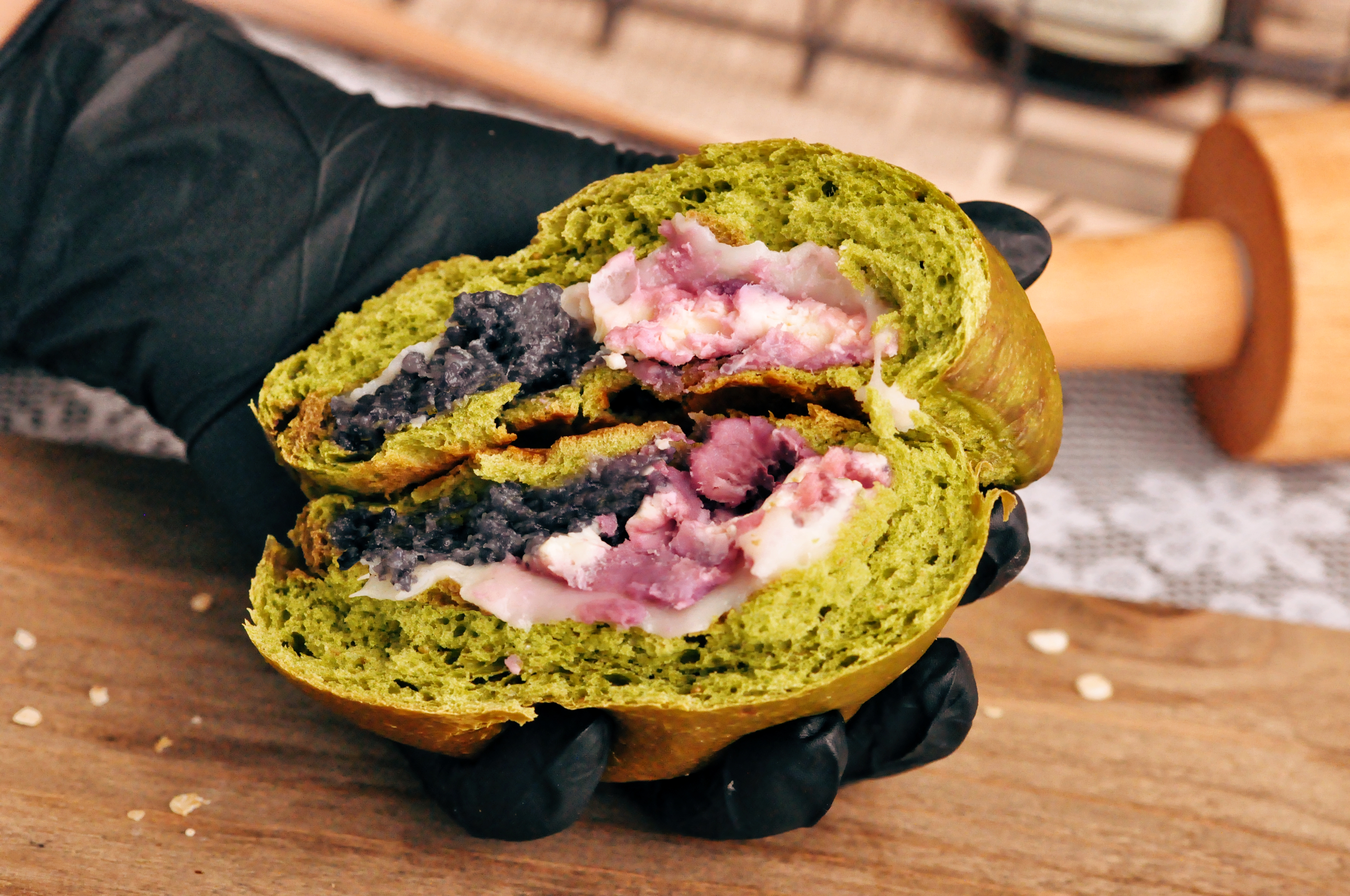 减脂欧包-无糖芝士抹茶乌米芋泥麻薯-每日现做减脂餐包005