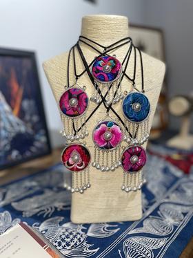 新品老绣苗银项链❤