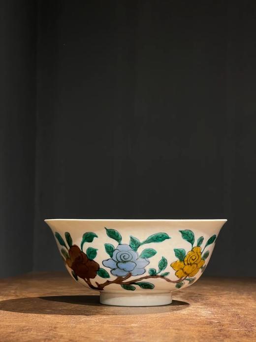 素三彩花蝶紋撇口碗，顺丰包邮 商品图0