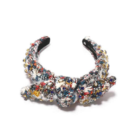订购7周到｜Lele Sadoughi-TWEED MIXED CRYSTAL BOWTIE-斜纹软呢 儿童 发箍［美国设计师］ 商品图1