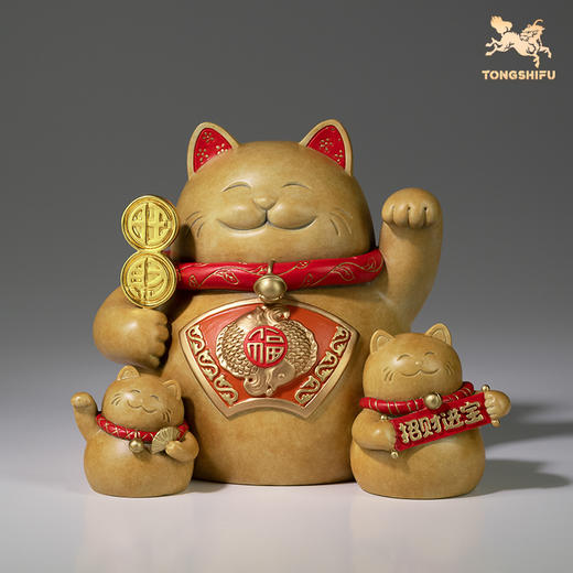 铜师傅 铜摆件《吉祥猫》桌面客厅招财猫开业乔迁之喜家居装饰品 商品图3