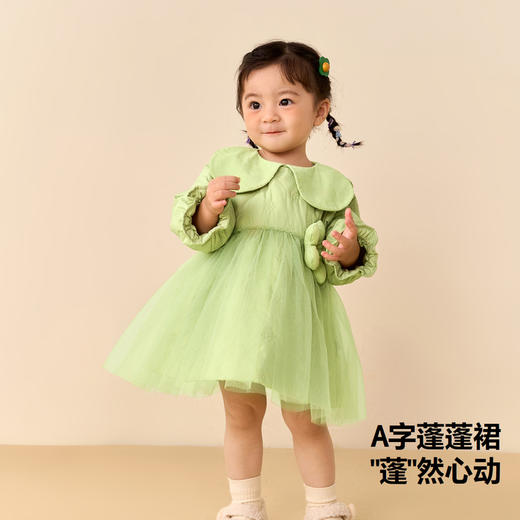 迷你巴拉女童连衣裙秋冬宝宝甜美A字花苞袖儿童洋气公主裙子 商品图2