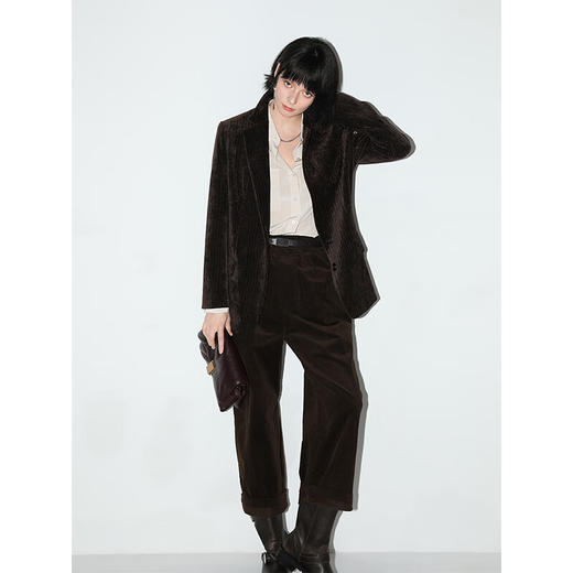 COCOBELLA美拉德穿搭雪尼尔莱赛尔休闲裤宽松打褶老爹裤PA940 商品图2