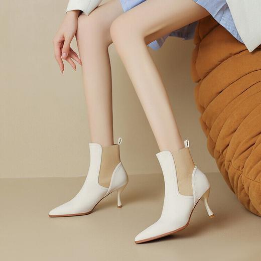 法式高级感，时尚拼色尖头及裸靴WC-M7397 商品图3