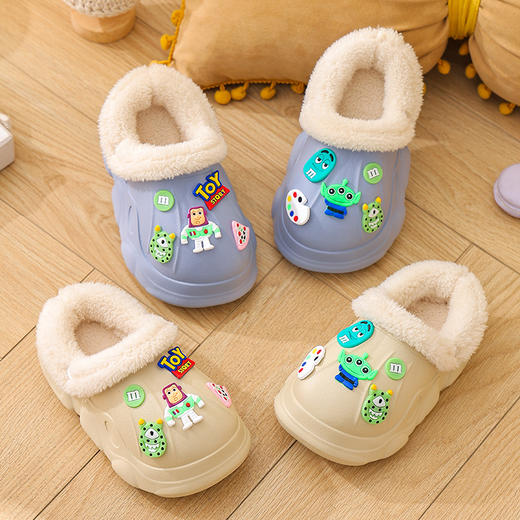 「四款可选！加绒内里」EVA儿童棉拖 冬季男女童保暖卡通巴斯光年可拆卸防滑亲子棉拖鞋男童装 商品图3
