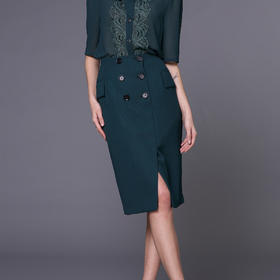 【伯妮斯茵】162B110--绿色半裙--花盆里的瓜叶菊--《生命之美-梵高的花园》