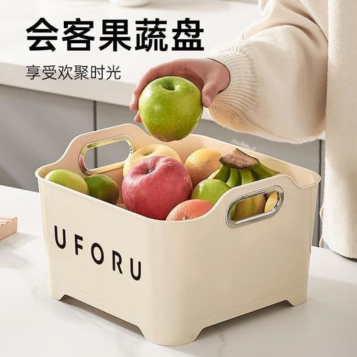 奶油风厨房沥水篮洗菜篮家用客厅清洗水果篮多功能收纳轻奢带提手 商品图2