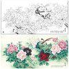 【大彩图】李晓明横幅工笔画白描底稿《群芳谱》牡丹临摹勾线花鸟线稿KA25 商品缩略图0