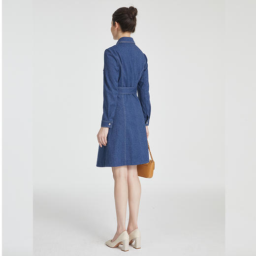 司歌单排扣风衣式连衣裙长袖显瘦弹力A881140 商品图3