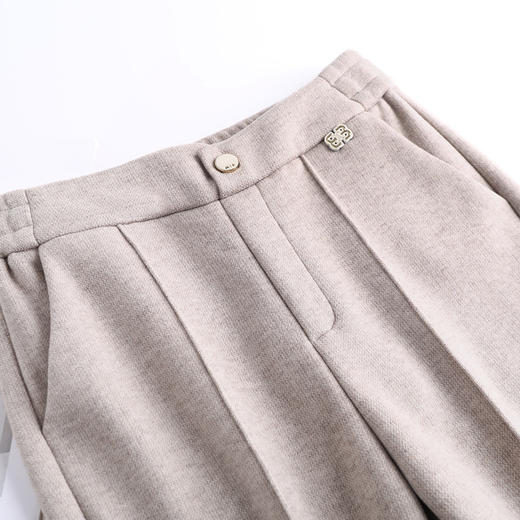 MYX-XBMY-6590-L长款简约宽松休闲毛呢锥形裤2023年冬款后腰松紧修身时尚哈伦裤 商品图3