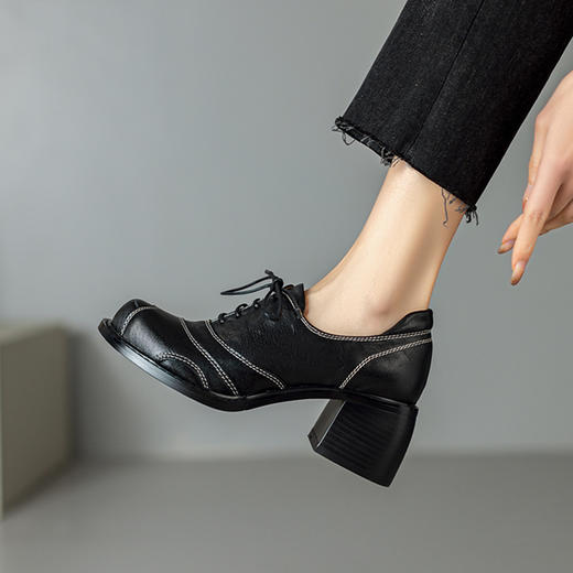 时尚个性，新款圆头真皮粗跟小皮鞋BE-b7126 商品图8