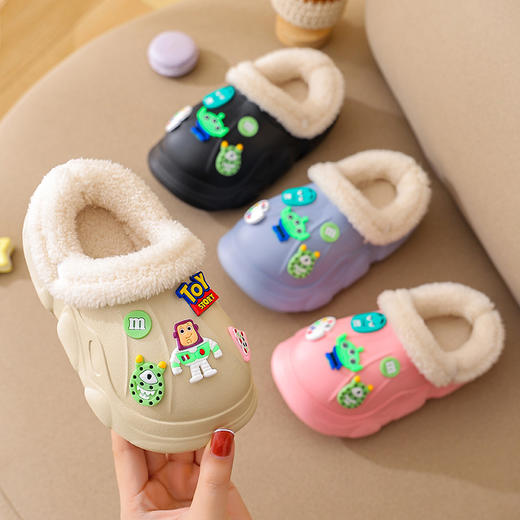 「四款可选！加绒内里」EVA儿童棉拖 冬季男女童保暖卡通巴斯光年可拆卸防滑亲子棉拖鞋男童装 商品图0