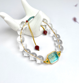 S925白水晶圆珠约10+mm手串