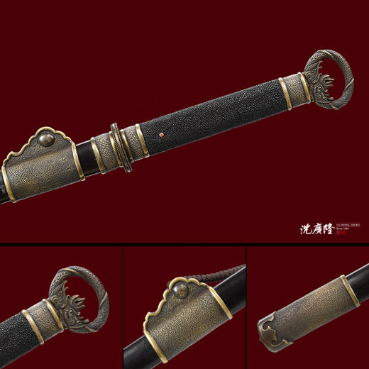 麒麟环首刀剑花纹钢龙泉沈广隆宝剑一体刀剑防身冷兵器 未开刃 商品图5