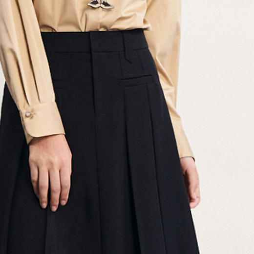 谜底百褶半身裙2024春季新款复古学院风高腰百搭A型长裙241MB0084 商品图3