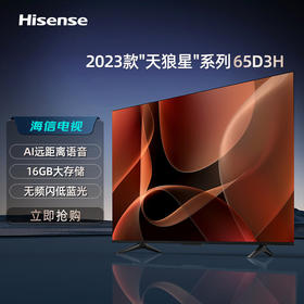 海信电视 65D3H 天狼星系列 65英寸 超薄全面屏 AI远场语音  无频闪低蓝光 DTS音效
