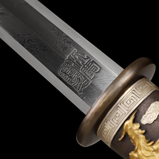 龙凤呈祥短剑小剑 手工花纹钢传统短剑 龙泉沈广隆宝剑 未开刃 商品图7