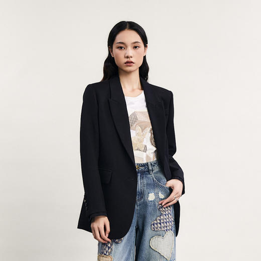 谜底西服女2024春季新款通勤风时尚宽松一粒扣西装外套241MW0073 商品图0