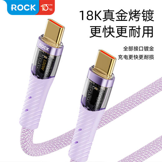 ROCK Z21 C TO C 100W 1.2M透明数据线 商品图2