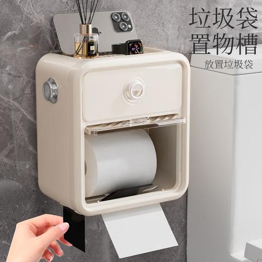 轻奢卫生间纸巾盒高级壁挂式洗脸巾收纳免打孔防水置物架镀银挂钩 商品图2