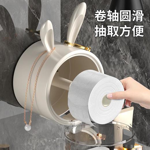 兔子纸巾盒洗脸巾盒轻奢壁挂卫生间卷纸盒免打孔防水首饰收纳盒 商品图3