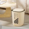 奶油风垃圾桶客厅卧室按压弹盖带圈带盖大容量卫生间棋盘格纸篓 商品缩略图3