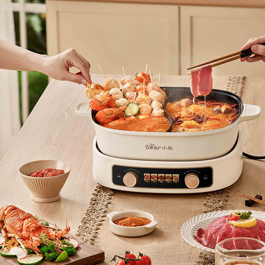 【小程序】小熊(Bear)鸳鸯锅 电火锅 火锅专用锅5分30秒速沸多用途锅电煮锅多功能锅分体家用电热锅火锅锅 DHG-D60J1 商品图1